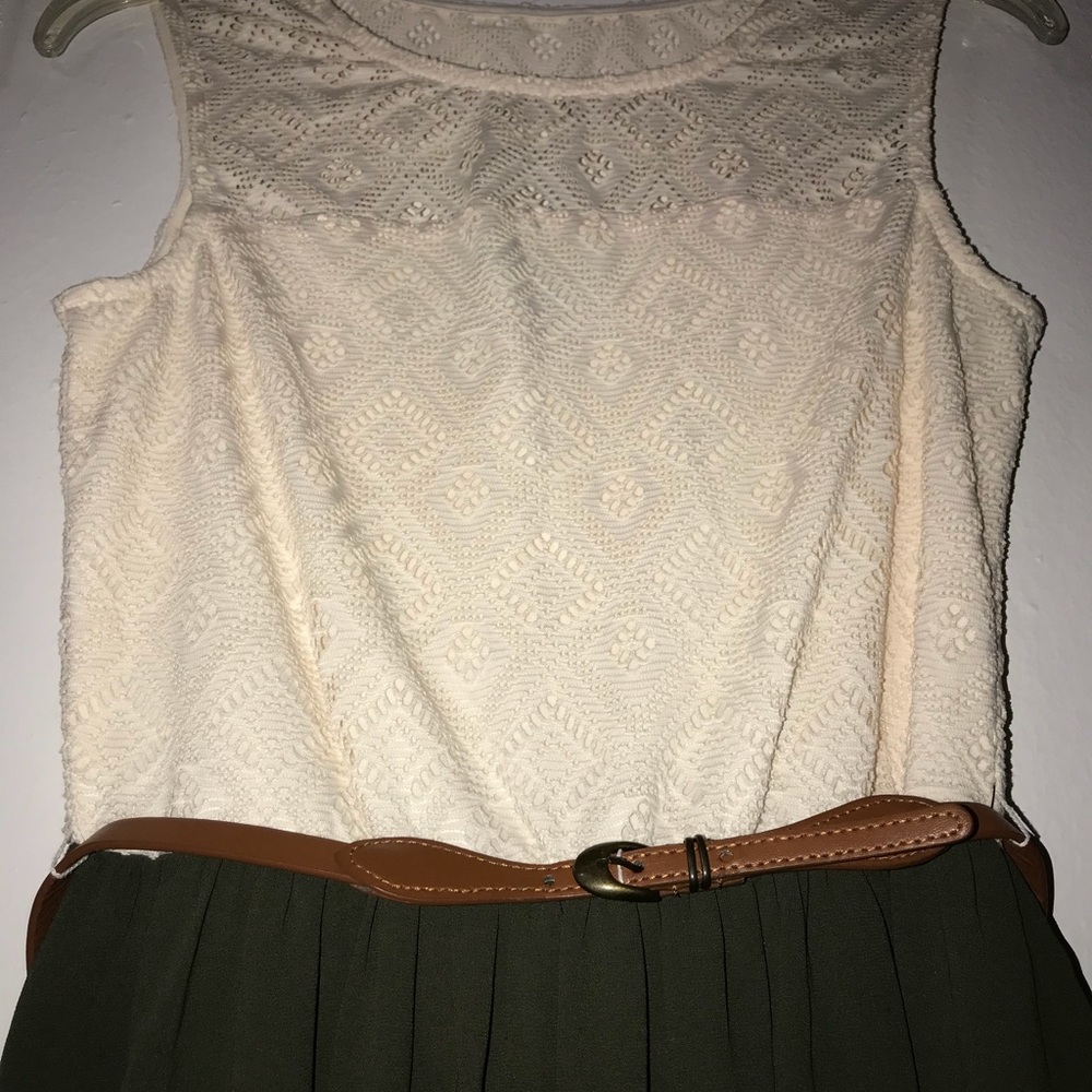 Belted, pleated dress